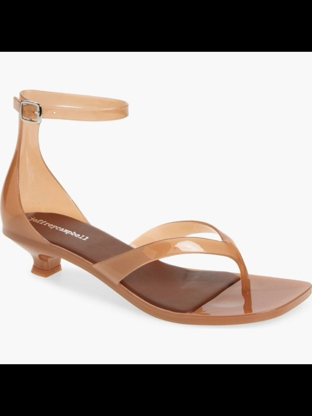 Jeffrey Campbell Tan Patent Square-Toe Slingback Sandals - Picture 2 of 3